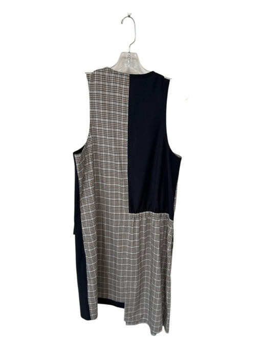 Tibi Size 10 Navy & Brown Polyester Sleeveless Plaid Front Zip Dress Navy & Brown / 10