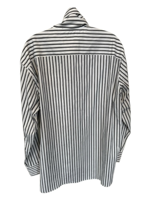 Plan C Size 44 Gray & White Cotton Blend Long Sleeve Striped Neck Tie Top Gray & White / 44