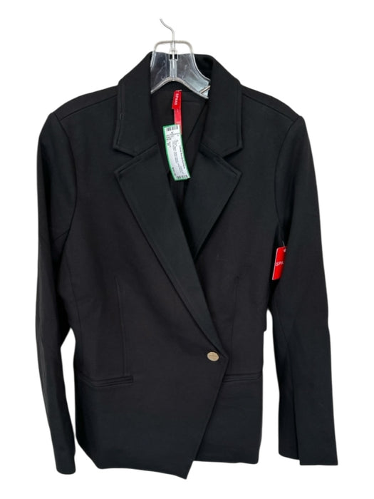Spanx Size M Black Nylon Blend Long Sleeve One Button GHW Blazer Black / M