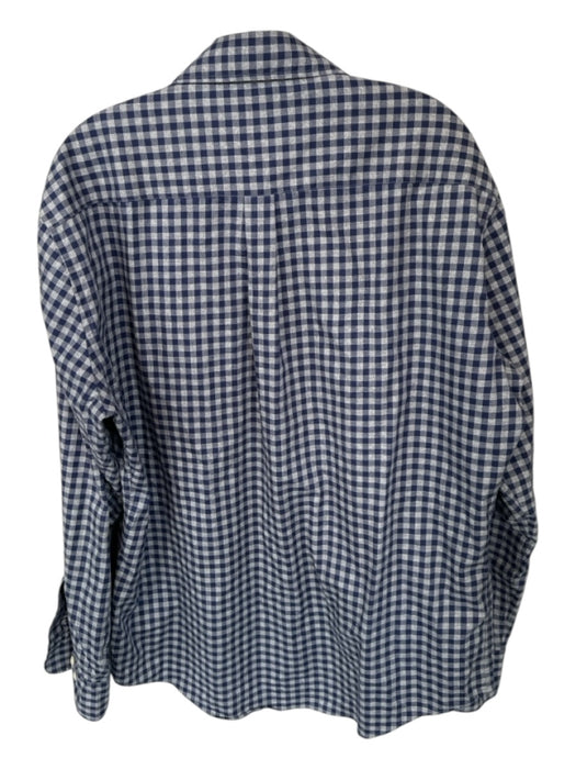 Peter Millar Size L Blue & Gray Cotton Checkered Collar Button Down Men's Shirt Blue & Gray / L