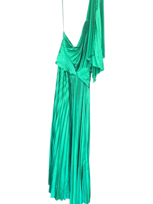 Selfie Leslie Size L Emerald Green Polyester Blend One Shoulder Pleated Gown Emerald Green / L