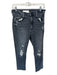 Mother Size 30 Black Cotton Blend Straight Cut Distressed High Waist Jeans Black / 30