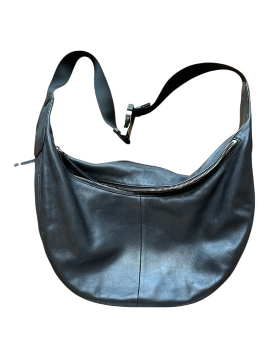 Rag & Bone Black & Silver Leather Zip Close Half Moon Crossbody Bag Black & Silver / M