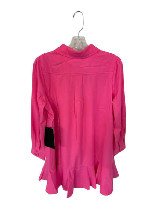 Tuckernuck Size M Coral Pink Polyester Long Sleeve Buttons Collar Dress Coral Pink / M