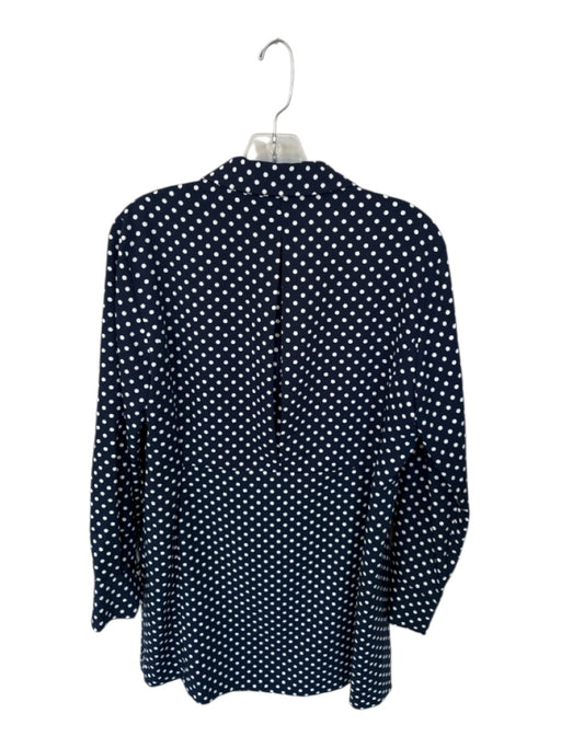 Zara Size L Navy & white Polyester Long Sleeve Polka Dot Collar Dress Navy & white / L