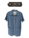 Pomander Place Size M Blue & White Cotton Short Sleeve Embroidered Collar Dress Blue & White / M