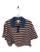 Sundry Size L Brown & Blue Cotton Collar Striped Cropped Top Brown & Blue / L