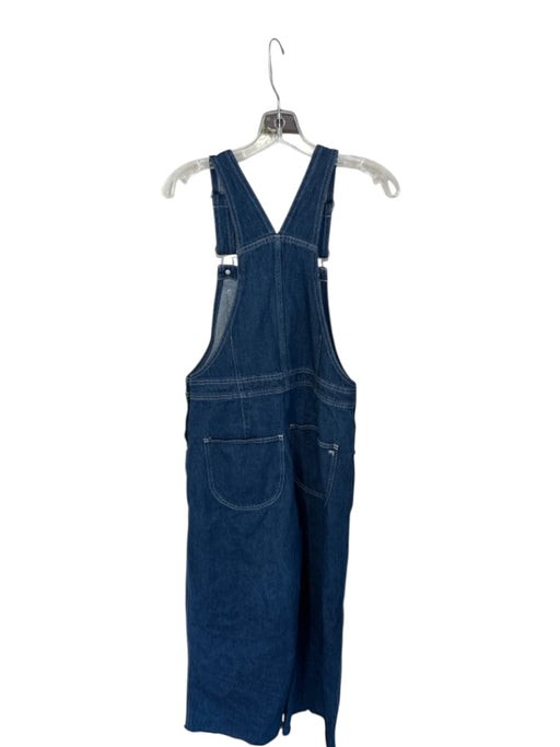 Madewell Size 10 Dark Wash Cotton Wide Leg Raw Hem Overalls Dark Wash / 10