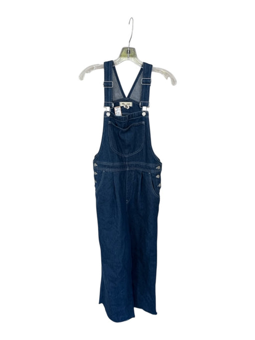 Madewell Size 10 Dark Wash Cotton Wide Leg Raw Hem Overalls Dark Wash / 10