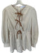 EB Luxe Size L Oatmeal & Brown Cotton Faux Leather Front bow Romper Oatmeal & Brown / L