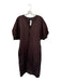 Zara Size M Dark Brown 3/4 Balloon Sleeve Crinkle V Neck Maxi Dress Dark Brown / M