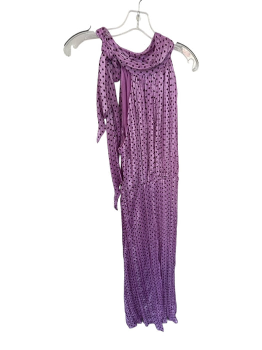 Zara Size L Purple Polyester Sleeveless Polka Dot Acordian Pleats Maxi Dress Purple / L