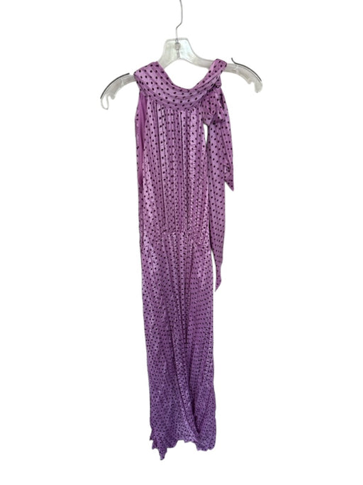 Zara Size L Purple Polyester Sleeveless Polka Dot Acordian Pleats Maxi Dress Purple / L