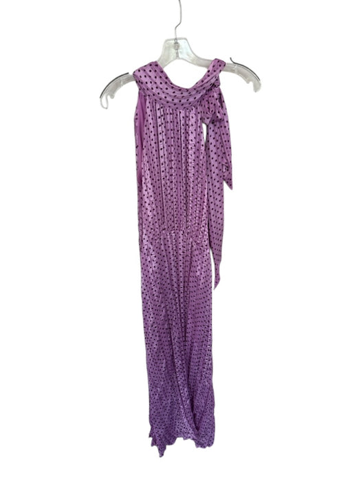 Zara Size L Purple Polyester Sleeveless Polka Dot Acordian Pleats Maxi Dress Purple / L