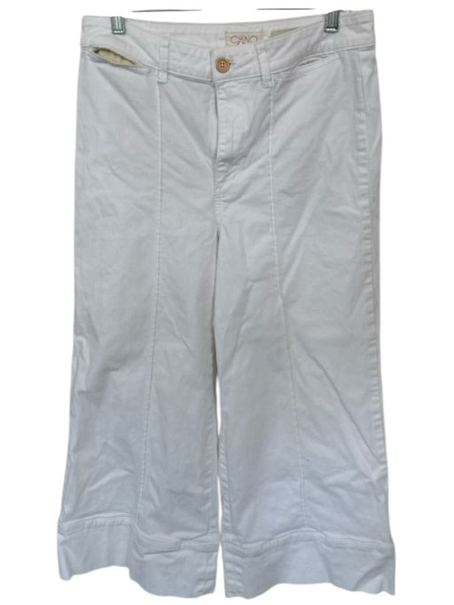 Chino Anthropologie Size 8 White Cotton Blend Wide Leg High Waisted Pants White / 8