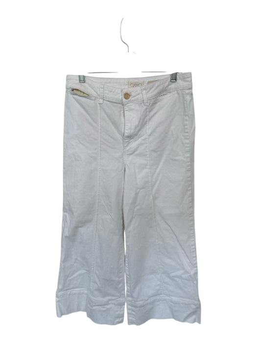 Chino Anthropologie Size 8 White Cotton Blend Wide Leg High Waisted Pants White / 8