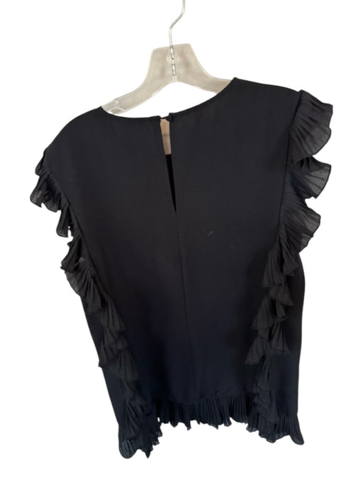 TCEC Size L Black Polyester Flutter Sleeves Pleat Detail Ruffles Dress Black / L