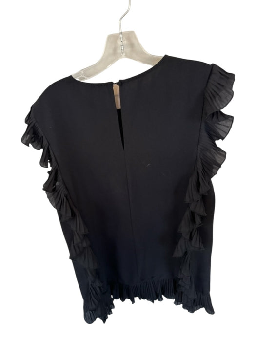 TCEC Size L Black Polyester Flutter Sleeves Pleat Detail Ruffles Dress Black / L