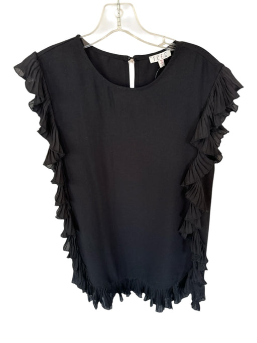 TCEC Size L Black Polyester Flutter Sleeves Pleat Detail Ruffles Dress Black / L