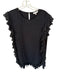 TCEC Size L Black Polyester Flutter Sleeves Pleat Detail Ruffles Dress Black / L