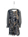 Diane Von Furstenberg Size 10 Black, Tan & White Silk Smocked Abstract Dress Black, Tan & White / 10
