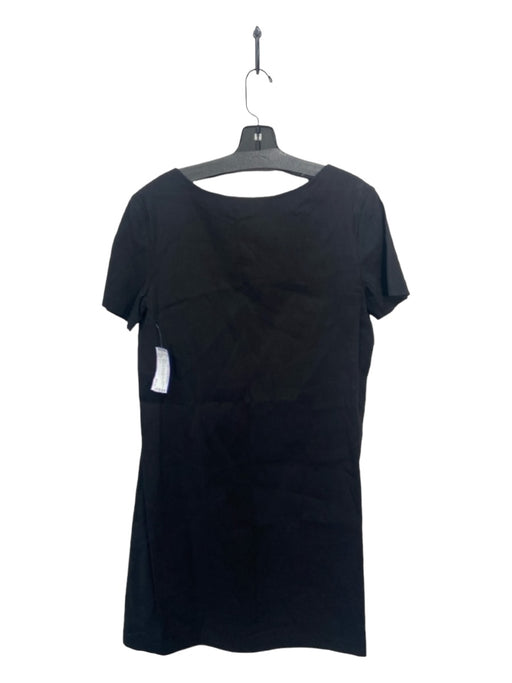 Theory Size L Black Linen Blend Wide Neck Short Sleeve Shift Dress Black / L