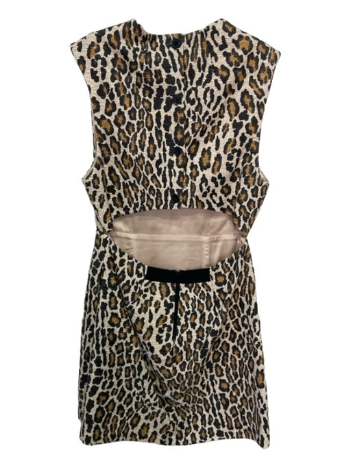 Alice + Olivia Size 12 Beige & Brown Cotton Blend Cheetah Cap Sleeve Dress Beige & Brown / 12