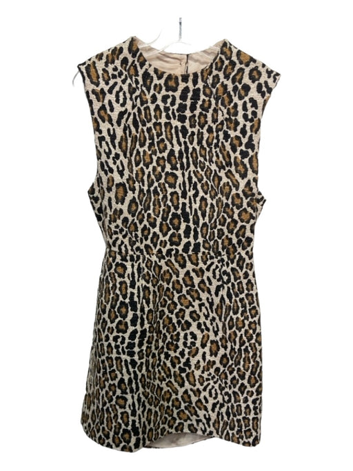 Alice + Olivia Size 12 Beige & Brown Cotton Blend Cheetah Cap Sleeve Dress Beige & Brown / 12