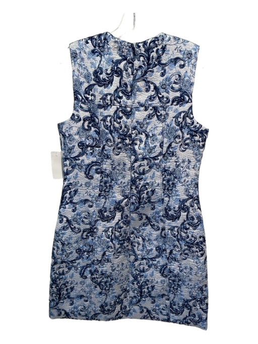 Elie Tahari Size 12 Blue & Silver Polyester Blend Paisley Sleeveless Dress Blue & Silver / 12