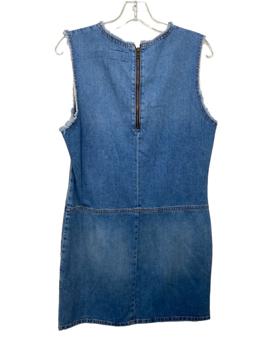 Current/Elliot Size 3/L Medium Wash Cotton Sleeveless Raw Hem Pockets Dress Medium Wash / 3/L