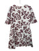 Rebecca Taylor Size 12 White & Burgundy Cotton Blend Half Sleeve V Neck Dress White & Burgundy / 12