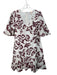 Rebecca Taylor Size 12 White & Burgundy Cotton Blend Half Sleeve V Neck Dress White & Burgundy / 12