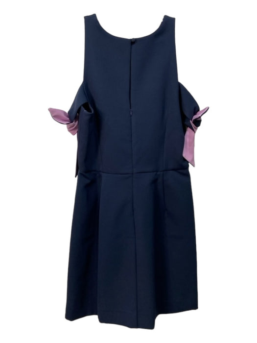 Milly Size 10 Navy & Purple Polyester Blend Round Neck Sleeveless Back Zip Dress Navy & Purple / 10