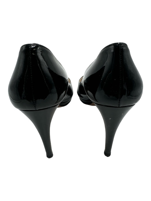 Prada Shoe Size 39 Black Patent Leather Peep Toe Heel Pumps Black / 39