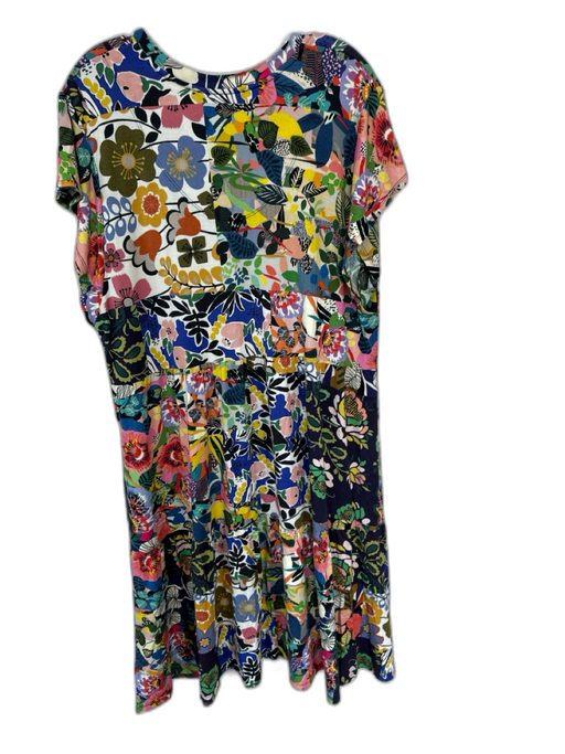 Johnny Was Size XL Multi Viscose Blend Short Sleeve Botanical Midi Dress Multi / XL