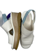 Sorel Shoe Size 8.5 Ivory & blue Leather Faux Wood Platform Sandals Ivory & blue / 8.5