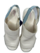 Sorel Shoe Size 8.5 Ivory & blue Leather Faux Wood Platform Sandals Ivory & blue / 8.5