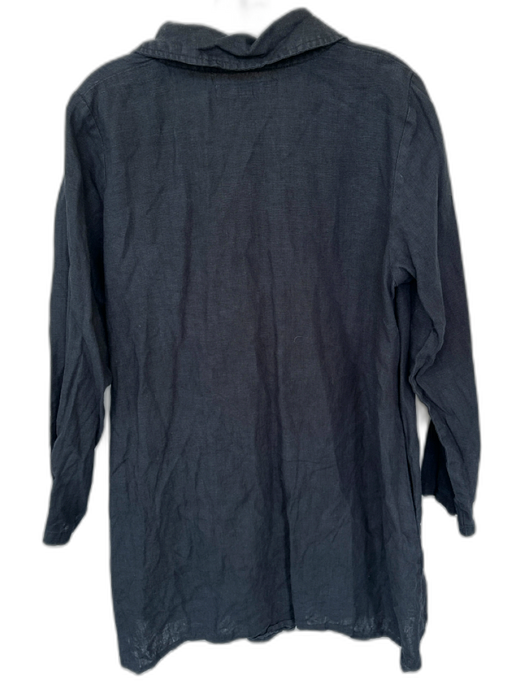 Flax Size S Black Linen Long Sleeve Buttons Collar Jacket Black / S