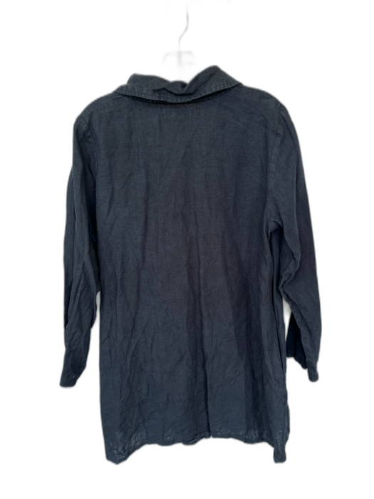 Flax Size S Black Linen Long Sleeve Buttons Collar Jacket Black / S