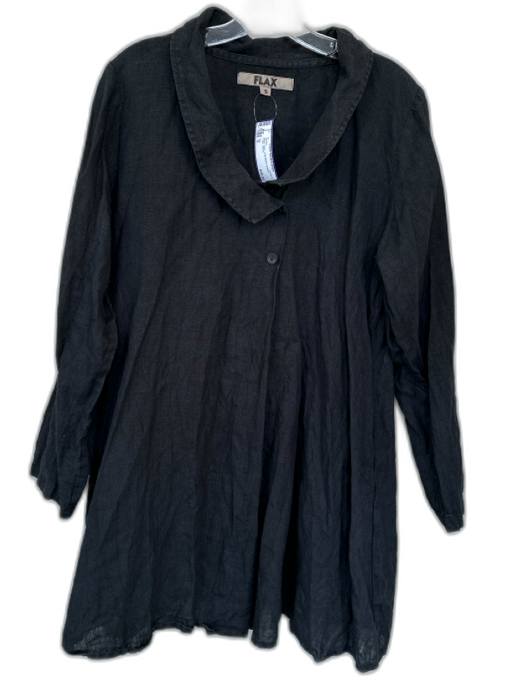 Flax Size S Black Linen Long Sleeve Buttons Collar Jacket Black / S
