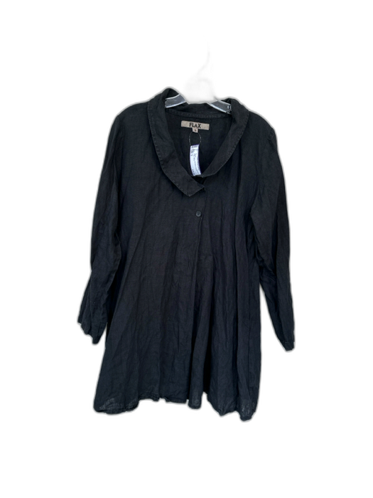 Flax Size S Black Linen Long Sleeve Buttons Collar Jacket Black / S