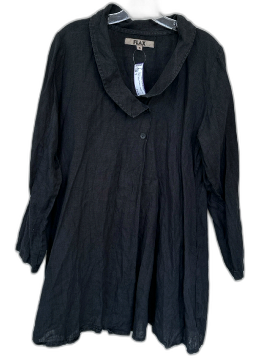 Flax Size S Black Linen Long Sleeve Buttons Collar Jacket Black / S