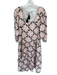 The Odells Size M Pink & Orange Linen Long Balloon Sleeve Abstract Midi Dress Pink & Orange / M