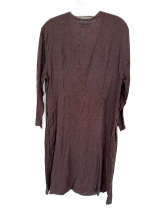 Flax Size M Dark Brown Linen Long Sleeve Button Down Maxi Dress Dark Brown / M