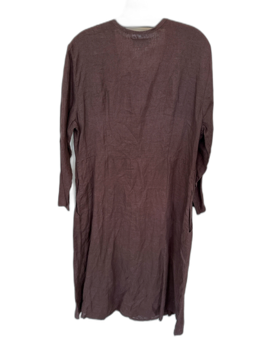 Flax Size M Dark Brown Linen Long Sleeve Button Down Maxi Dress Dark Brown / M