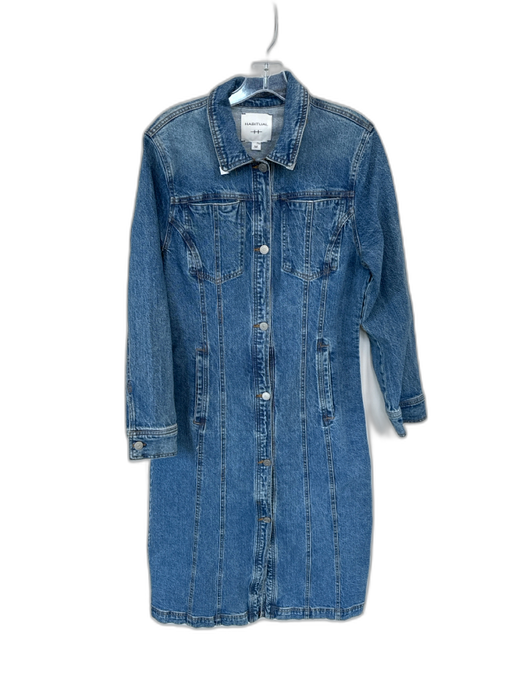 Habitual Size M Med Dark Wash Cotton Long Sleeve Button Down Denim Maxi Dress Med Dark Wash / M