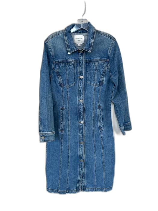 Habitual Size M Med Dark Wash Cotton Long Sleeve Button Down Denim Maxi Dress Med Dark Wash / M