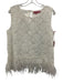 Eva Franco Size M White Polyester Floral Embroidered Sleeveless Feather Trim Top White / M
