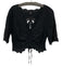Mother Size M Black Cotton Embroidered Design Ladder Lace Detail 1/2 sleeve Top Black / M