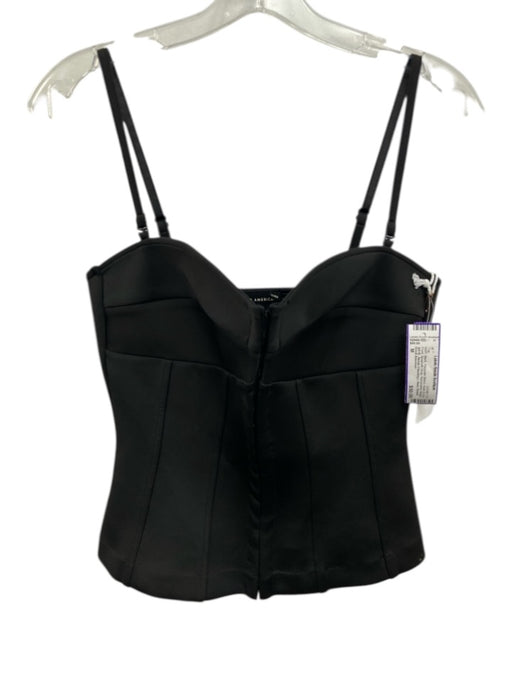 Good American Size M Black Polyester Blend Hook & Eye Front Spaghetti Strap Top Black / M